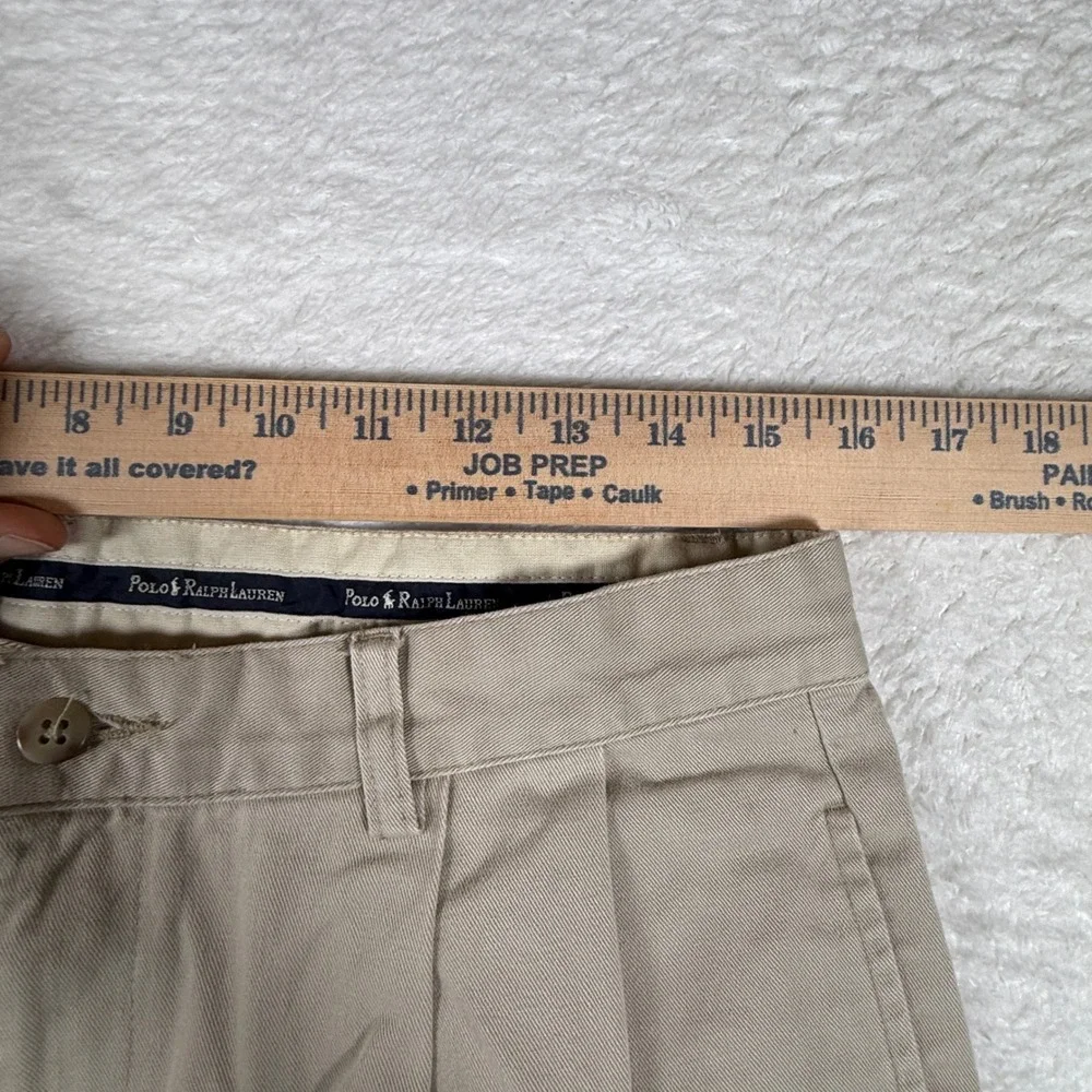 Polo Ralph Lauren Andrew Pant Mens 33/30  Beige Double Pleated Cuffed Cotton